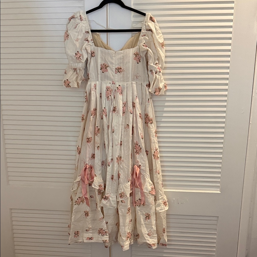 Floral White and Pink Maxi Dress - Picture 2 of 3